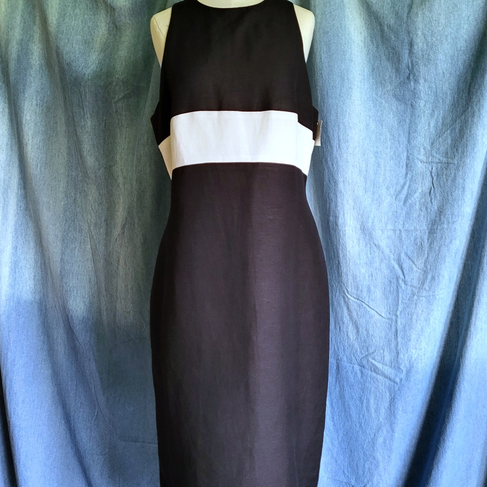 Elegant Black Halter Sheath Midi Dress
